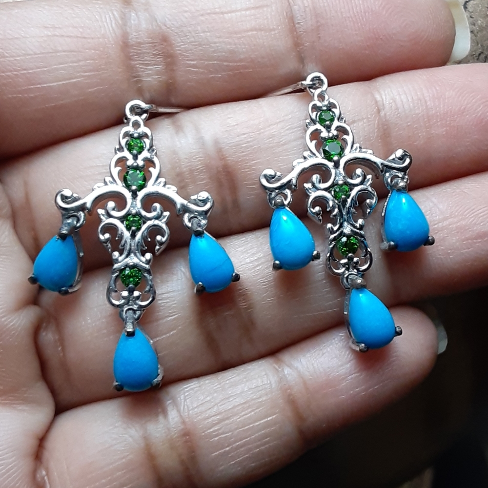 CLOSEOUT, 925 Sleeping Beauty Turquoise & Russian Diopside. FIRM. - Picture 5 of 9